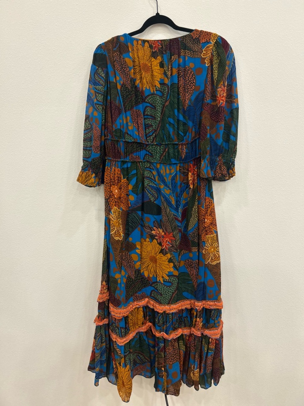 Farm rio smocked waist puff sleeve floral maxi dress Med boho feminine tropical - Picture 4 of 8